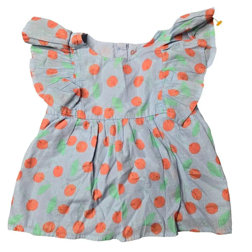 Cat & Jack Blue Cherry Print Ruffle Top